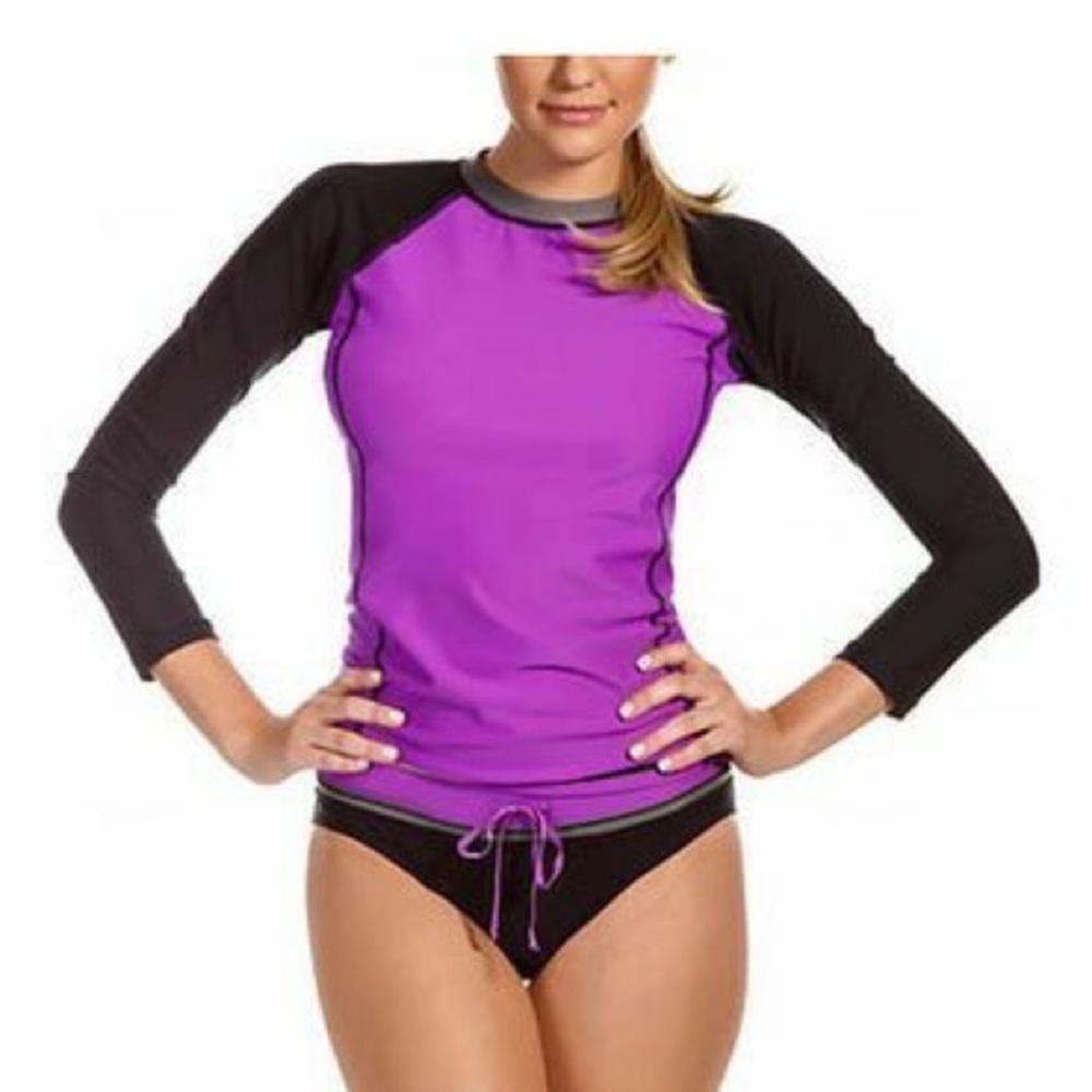 Reebok Rash-guard Swim Top Purple Black Sizes M S